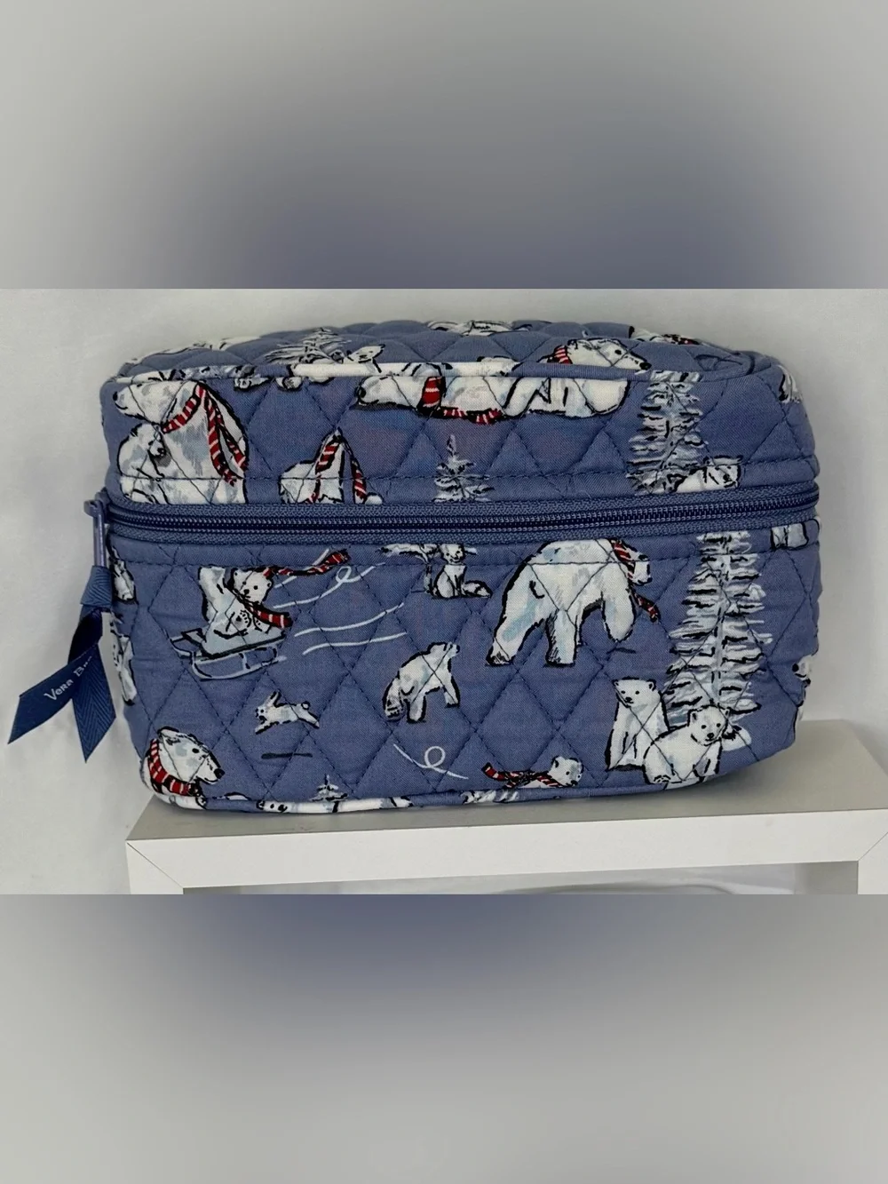 Vera Bradley Quilted Polar Bear Cosmetic Case in Light Blue
